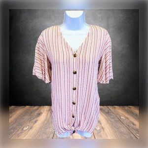 𝅺👚 COMO VINTAGE || Flutter Sleeve Button-Up Blouse-